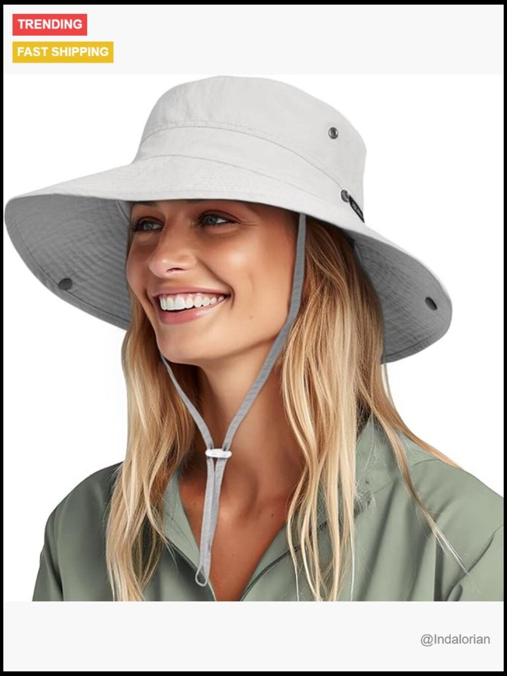 UPF 80+ Wide Brim Sun Hat with Ponytail Hole Packable Nylon Beach Hat